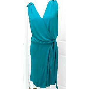 ESCADA Wrap Dress / Turquoise / Silk Jersey / Size 34 S / EUC / Cocktail Wedding